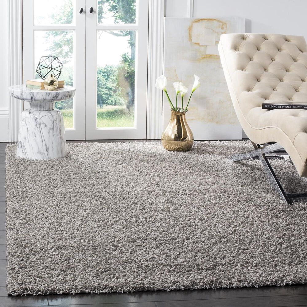 Safavieh Athens Shag SGA119F-4 4&#39; x 6&#39; Light Grey Area Rug, , large