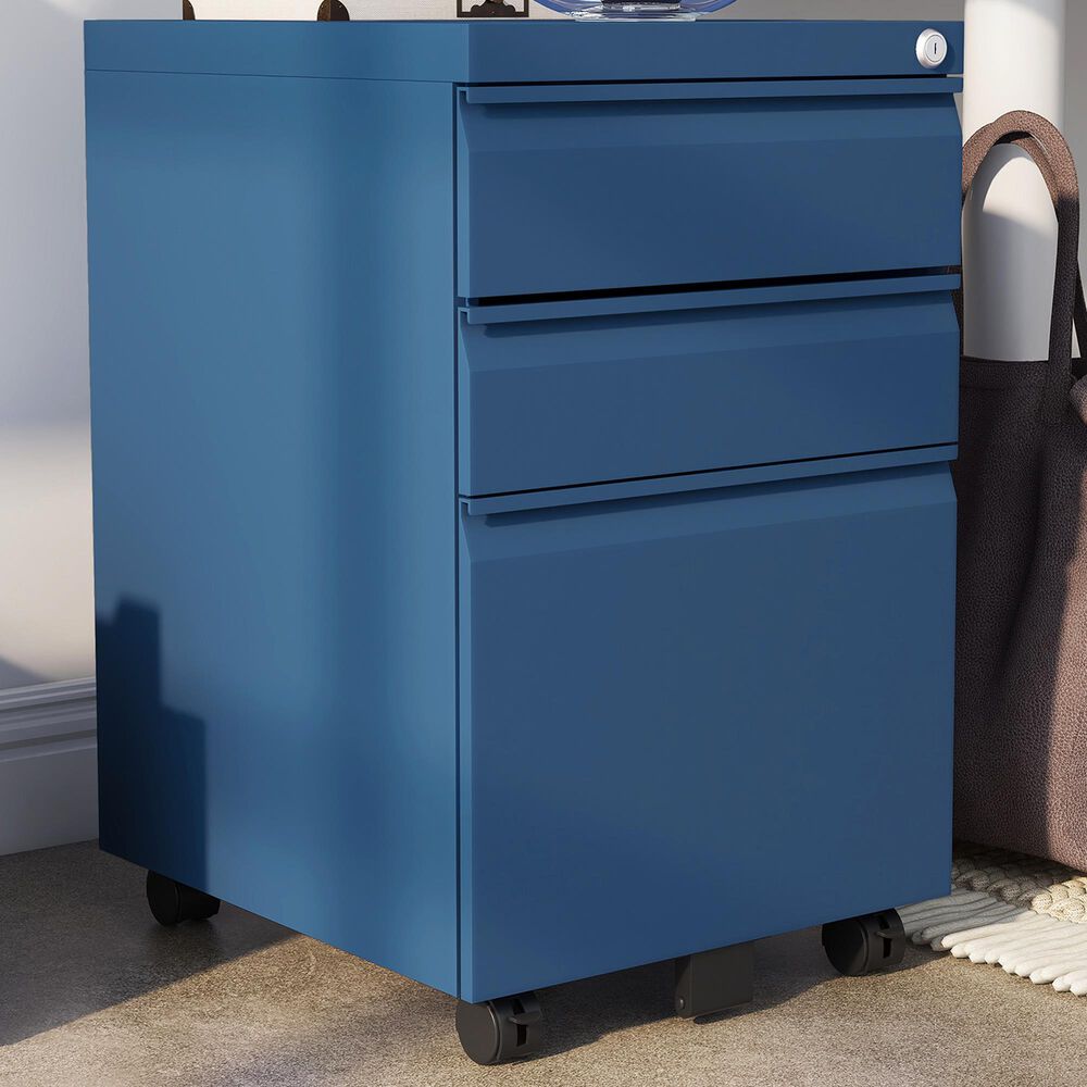 Furniture of America Crenshaw File Cabinet in Navy Blue, , large