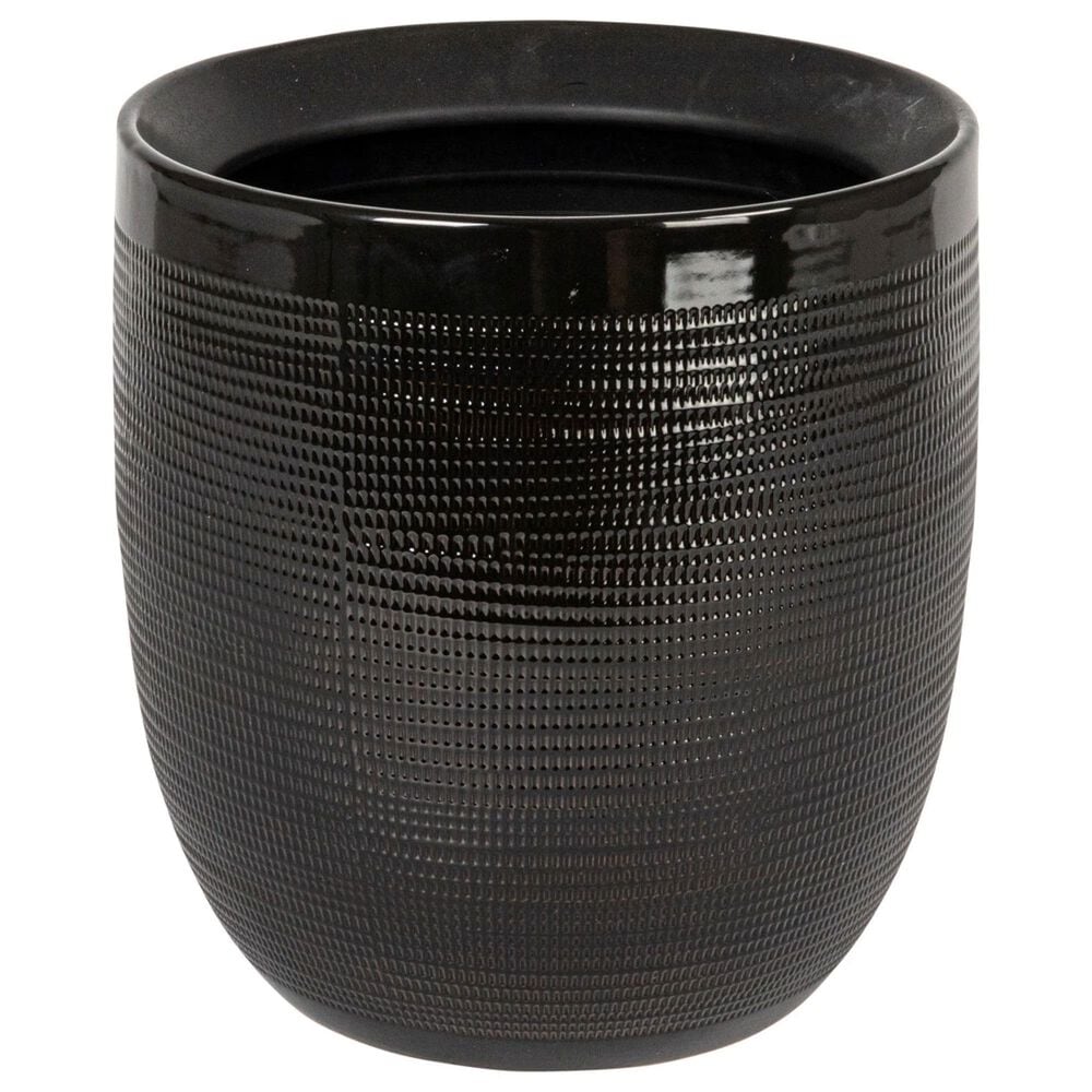Creative Coop Embossed Textured Stoneware Planter in Black, , large