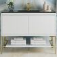 James Martin Vanities Mantova 47.3" Single Vanity in Glossy White and Champagne Brass with 3 cm Charcoal Black Composite Stone Top and Rectangular Sink, , large