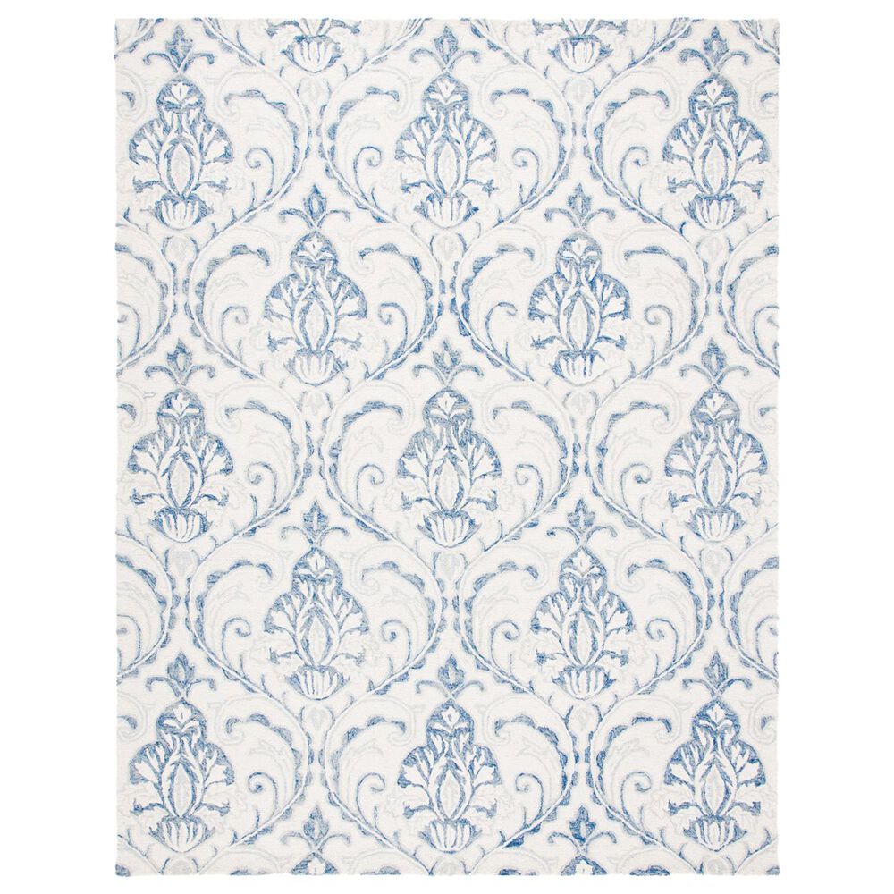 Safavieh Micro-Loop MLP532A 9" x 12" Ivory and Blue Area Rug, , large