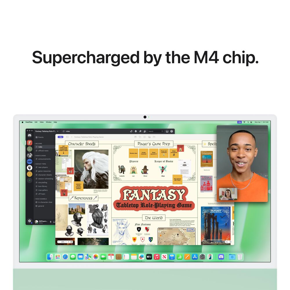 Apple 24-Inch iMac with Retina 4.5K display: Apple M4 Chip with 10-core CPU and 10-core GPU 24GB Unified Memory, 512GB SSD in Green &#40;Latest Model&#41;, , large