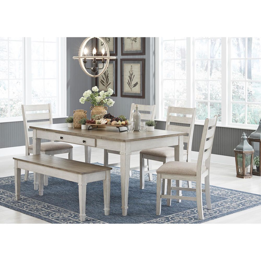 Ashley Skempton Dining Table in White and Light Brown - Table Only, , large