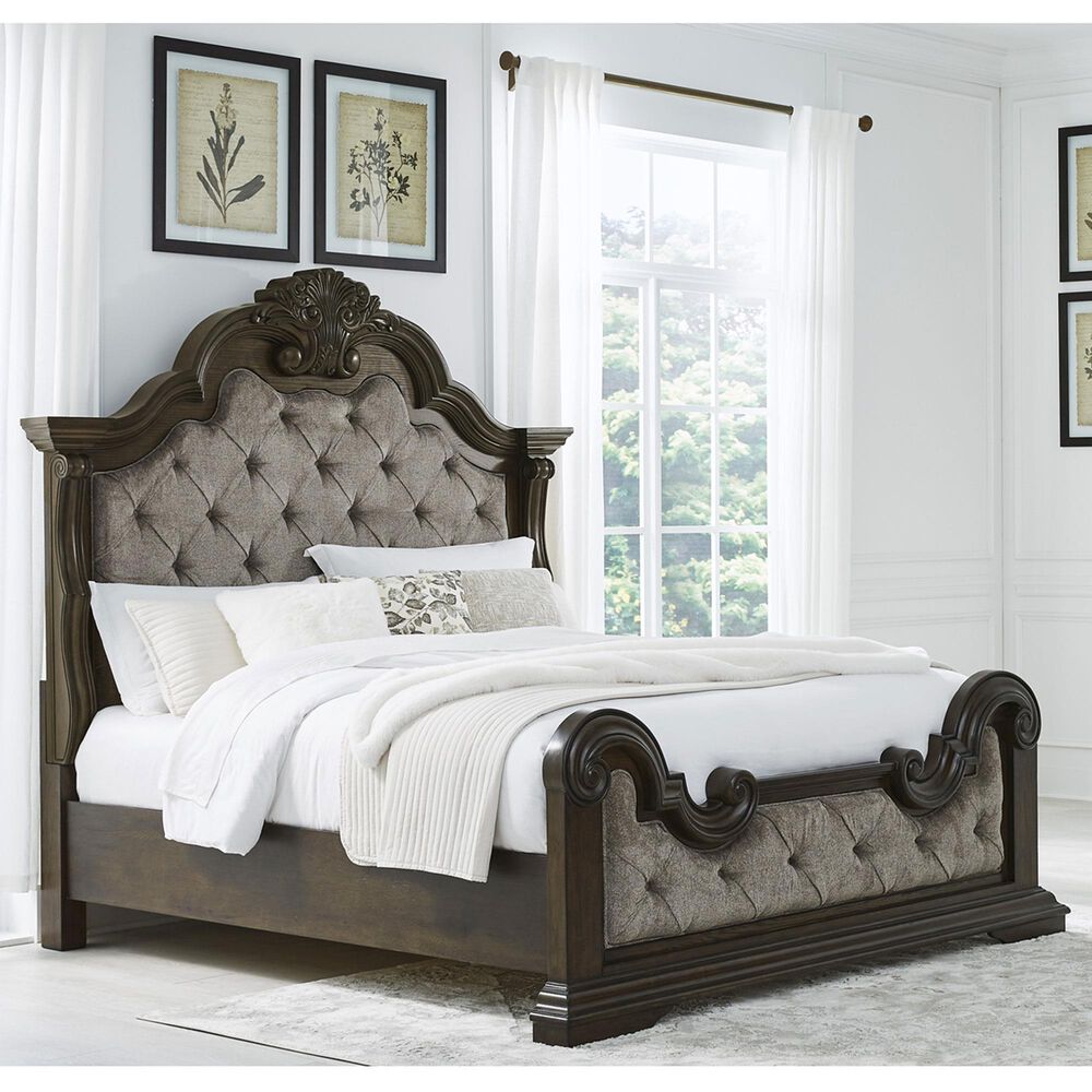 Millenium Queen Upholstered Bed in Dark Brown, , large