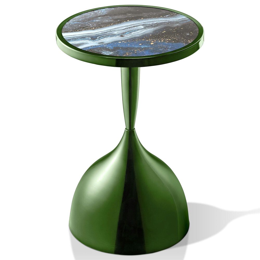 Furniture of America Gleam Round End Table in Polished Green, , large
