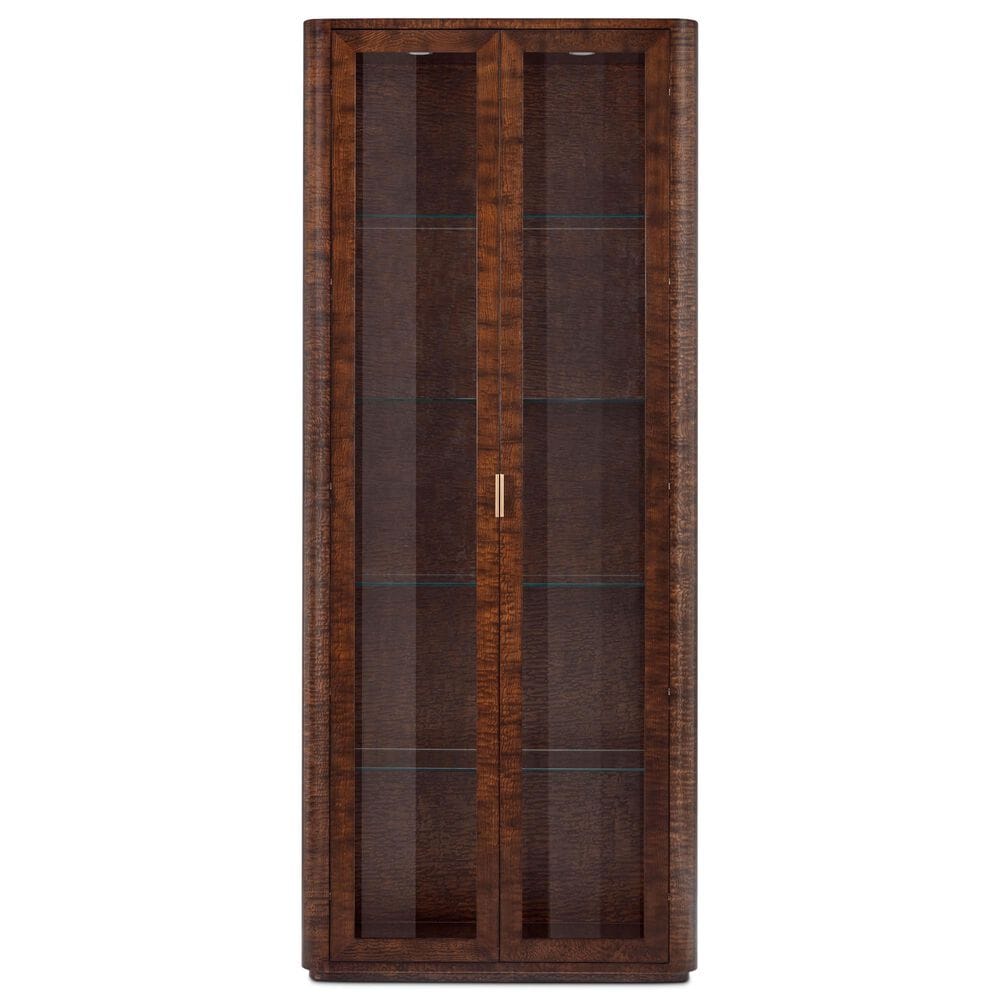 Theodore Alexander Kesden Curio Cabinet in Pyramid Brown and Satin Brass, , large