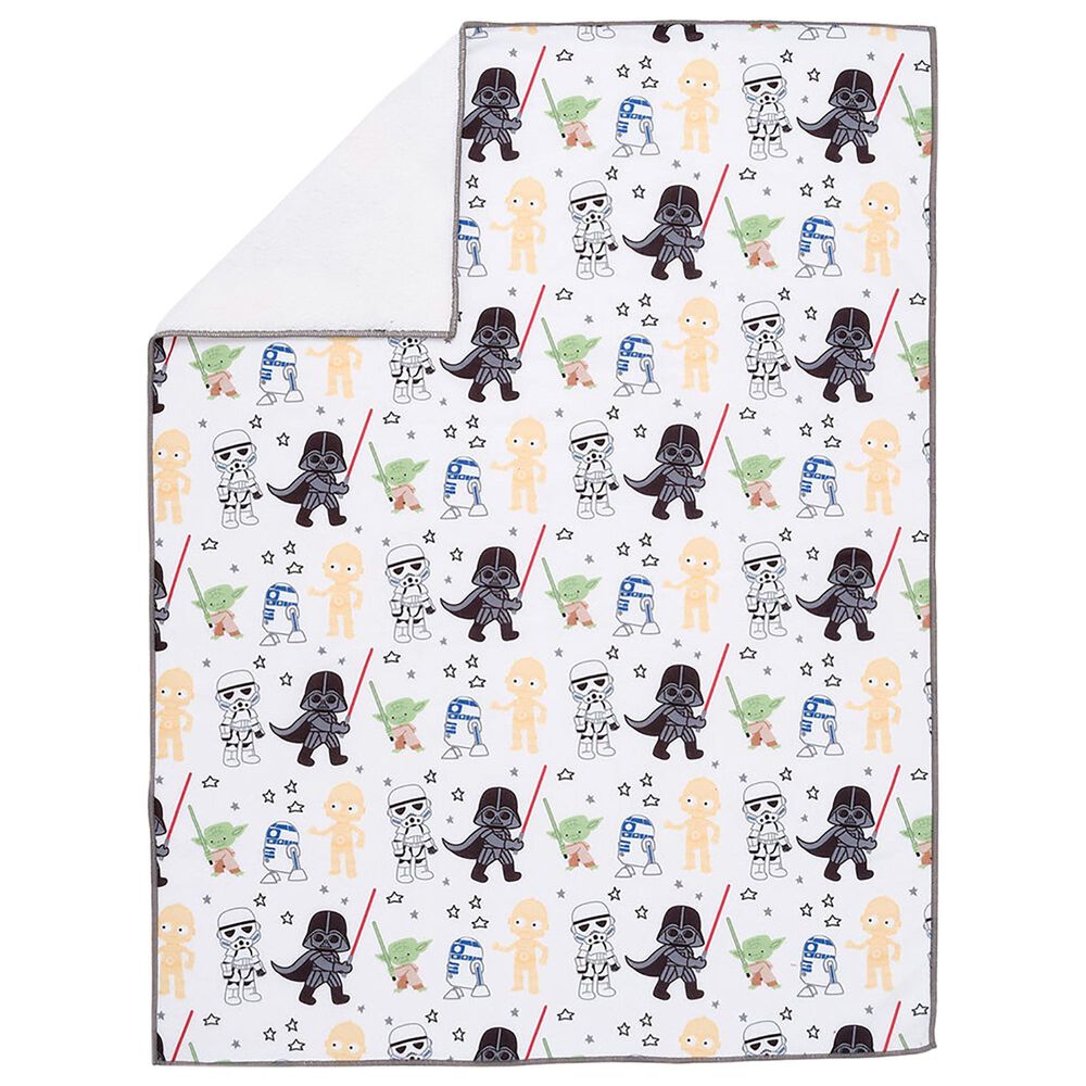 Lambs and Ivy Star Wars Classic Fleece Baby Crib Blanket in Gray, Green, White and Black, , large