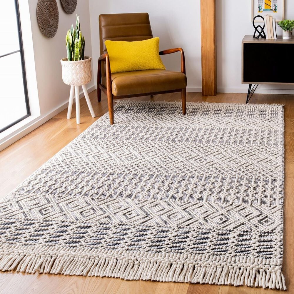 Safavieh Natura NAT852N 4&#39; x 6&#39; Ivory and Navy Area Rug, , large