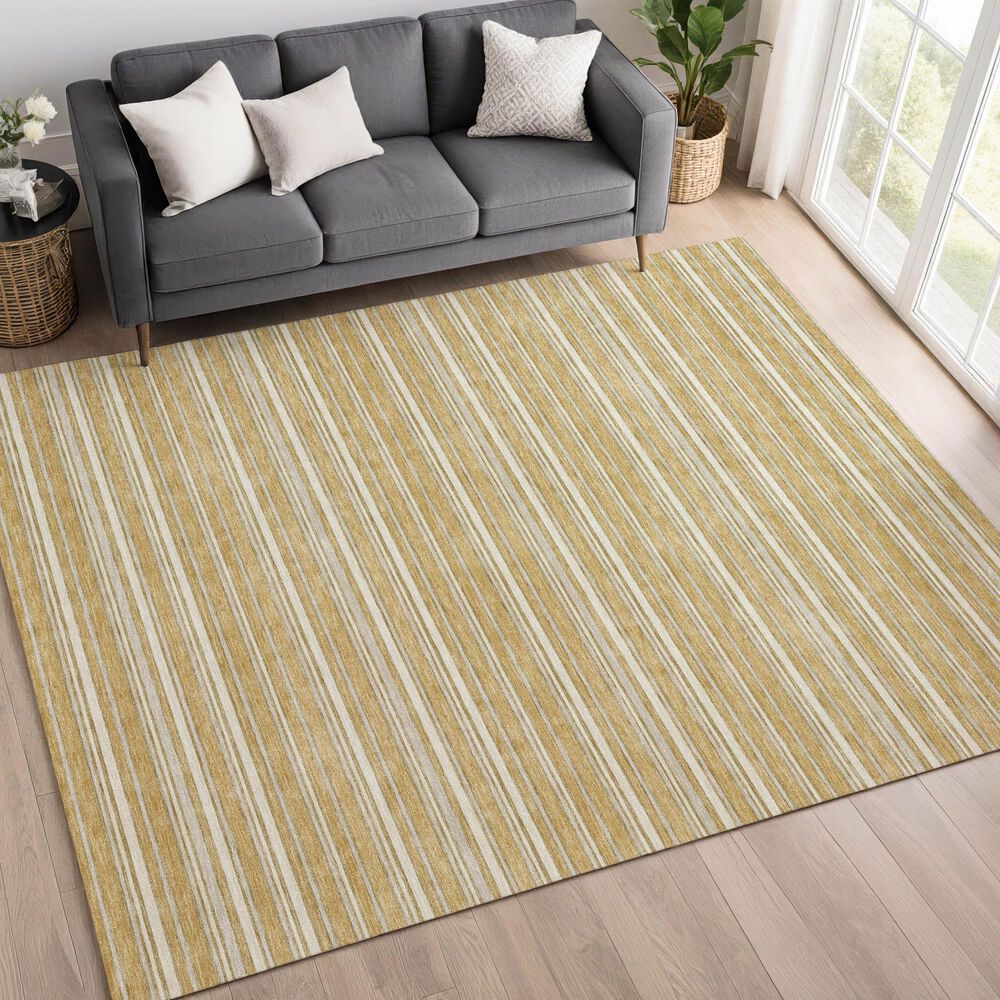 Dalyn Rug Company Soft Essentials Striped Gold 3' x 5' Indoor/Outdoor Area Rug, , large