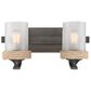 Golden Lighting Chatham 2-Light Bath Vanity in Gunmetal Bronze with Clear Sandblasted Glass, , large