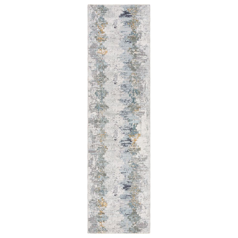 Surya Dresden Off-White, Taupe, Dusty Sage, Ink Blue, Light Gray and Deep Teal 2'7" x 10' Runner, , large