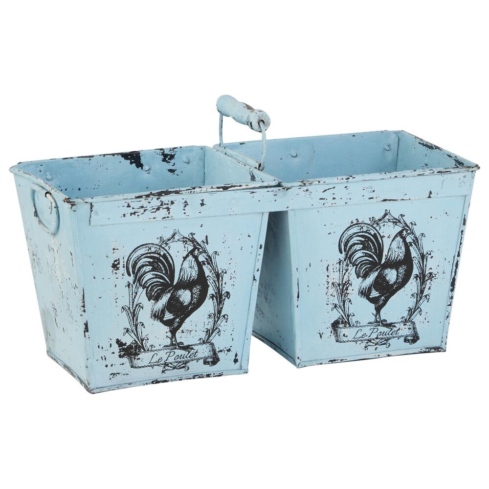 Maple and Jade 11" Vintage Metal Planter in Light Blue, , large