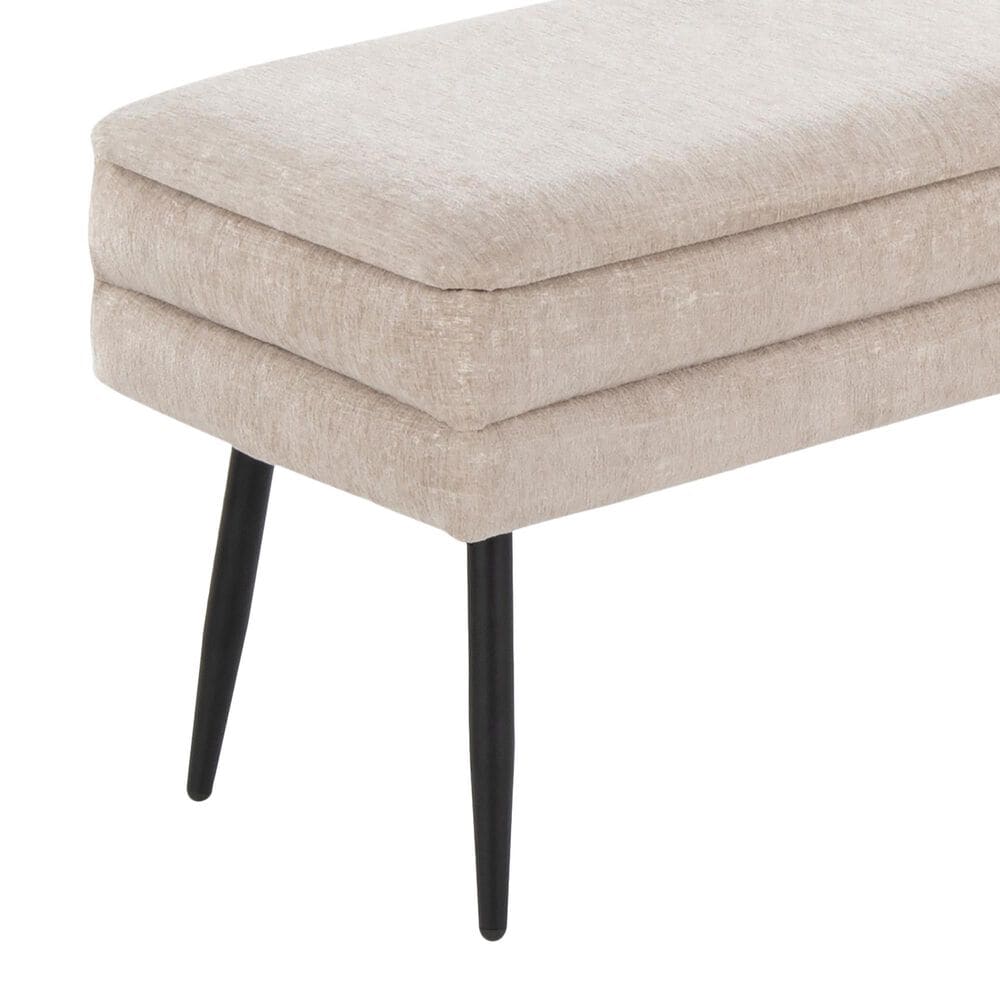 Lumisource Neapolitan Storage Bench with Light Brown Cushion in Black, , large