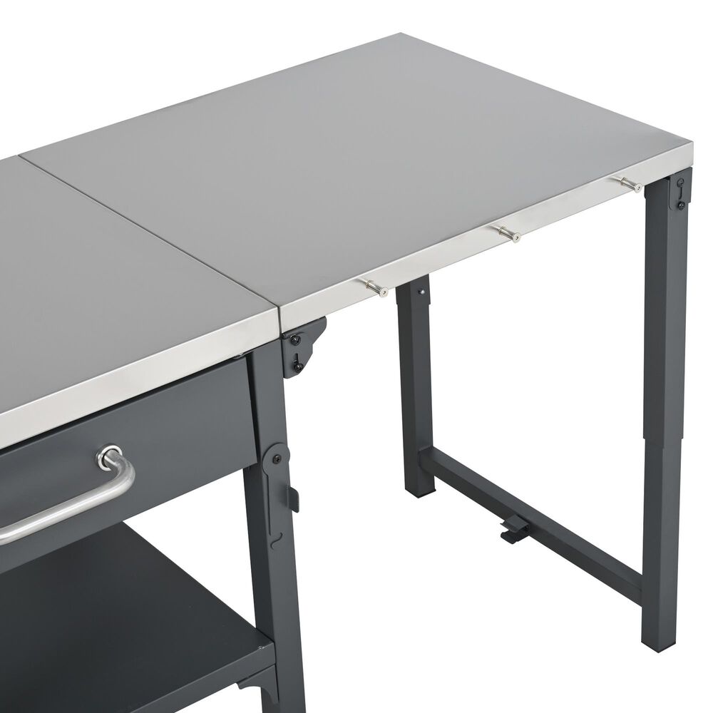 Hearth and Haven Outdoor Foldable Kitchen Cart with Side Table in Gray, , large