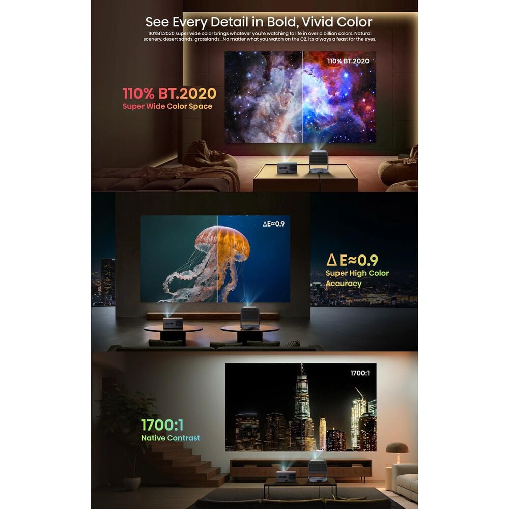 Hisense C2 Triple Laser Smart Lifestyle Projector in Silver, , large