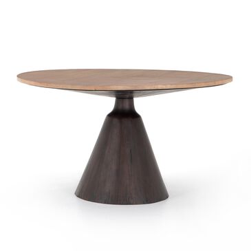 Four Hands Bronx Round Dining Table in Light Brushed Parawood and Dark Brown, , large