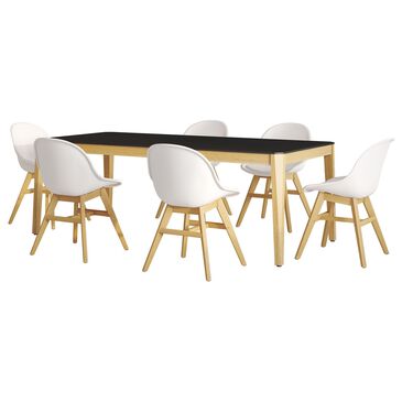 Midtown Concepts Concarneau 7-Piece Dining Set with Side Chair, 85" Table in Black, Brown and White, , large