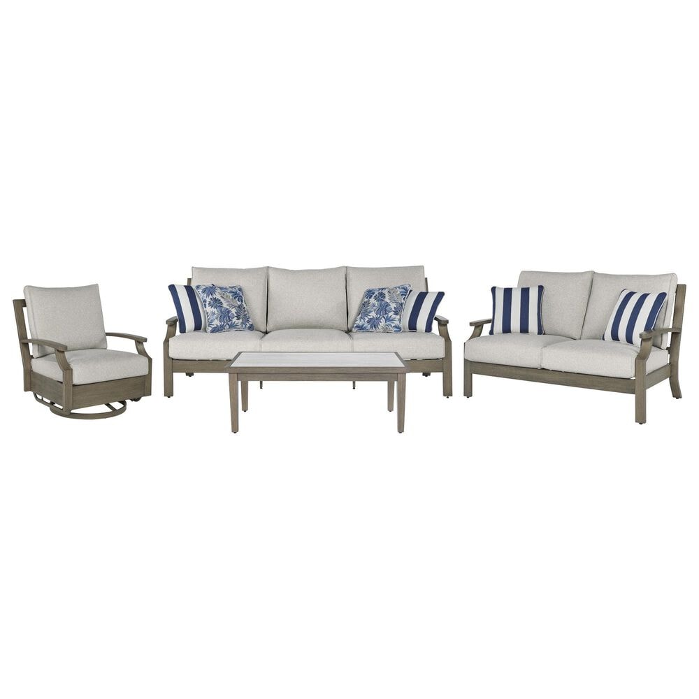 Ashley Rainier 4-Piece Patio Conversation Set in Beige, , large