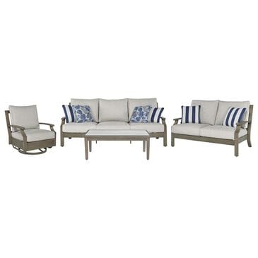 Ashley Rainier 4-Piece Patio Conversation Set in Beige, , large