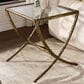 Furniture of America Lalia Side Table with Tempered Glass Top and X-Base in Matte Gold, , large