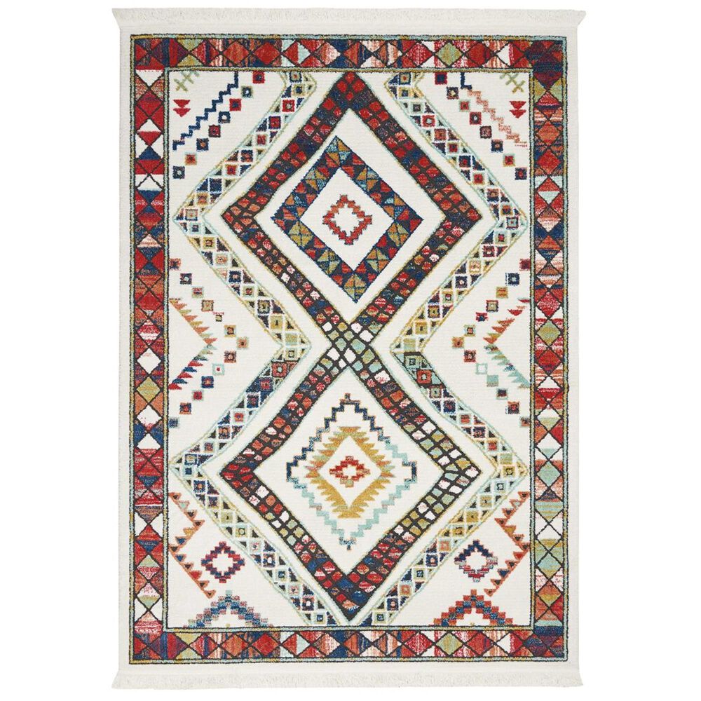 Nourison Navajo NAV02 6"7" x 9"7" White Area Rug, , large
