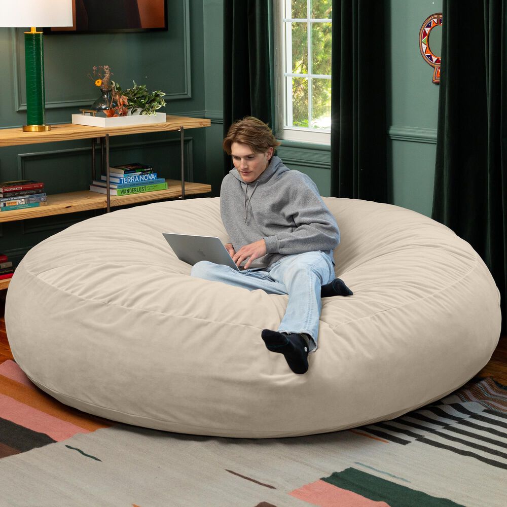 Jaxx Cocoon 6&#39; Oversized Bean Bag Chair in Ivory, , large