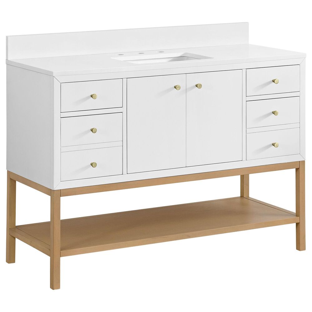 37B Isadore 48" Single Bathroom Vanity Cabinet in Bright White and White Composite Stone Top and Backsplash, , large