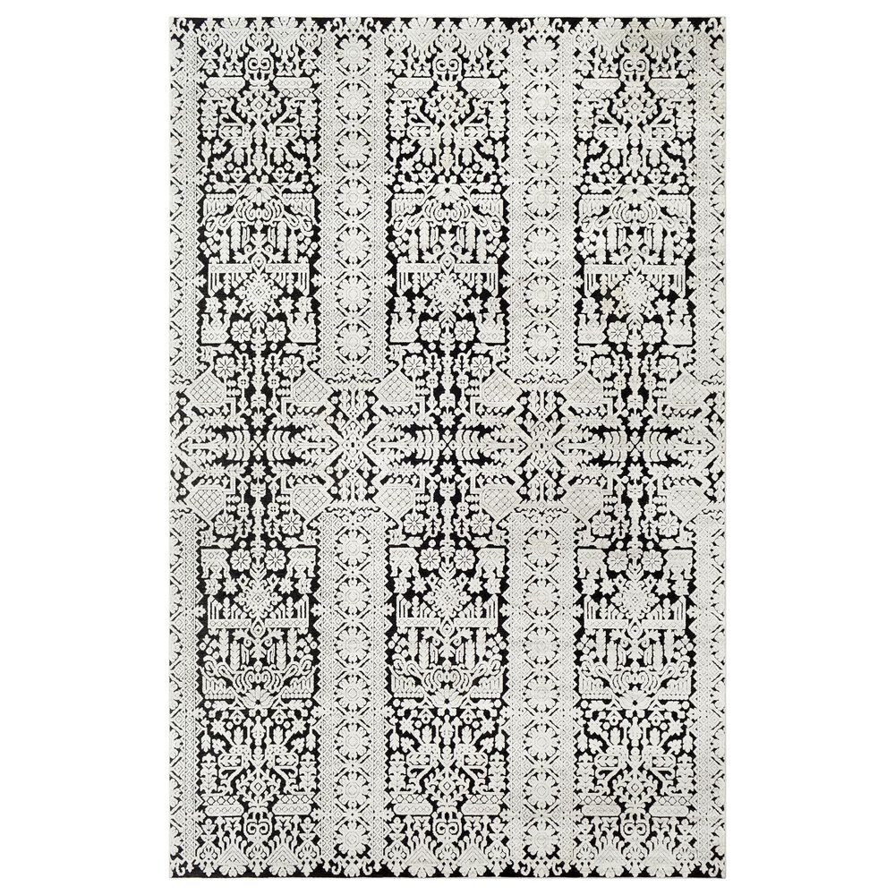 Surya Dantel DTL-2305 7"9" x 10"3" White, Silver Gray and Black Area Rug, , large