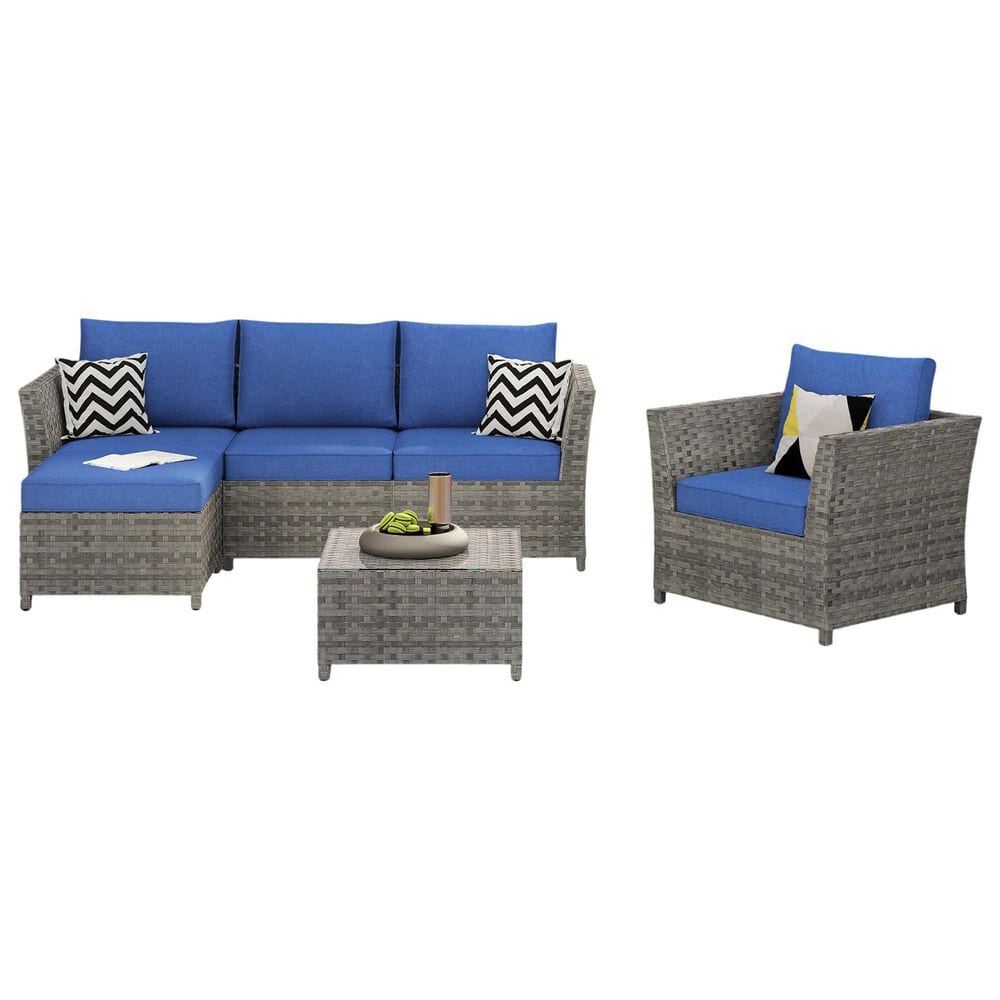 HOMLUX 6-Piece Patio Conversation Set in Navy Blue, , large