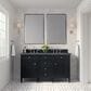 James Martin Vanities Brittany 60" Double Bathroom Vanity in Black Onyx with 3 cm Parisien Bleu Quartz Top and Rectangular Sinks, , large