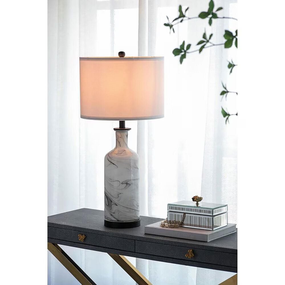 A&amp;B Home Sarris Swirl Table Lamp in Gray and White, , large