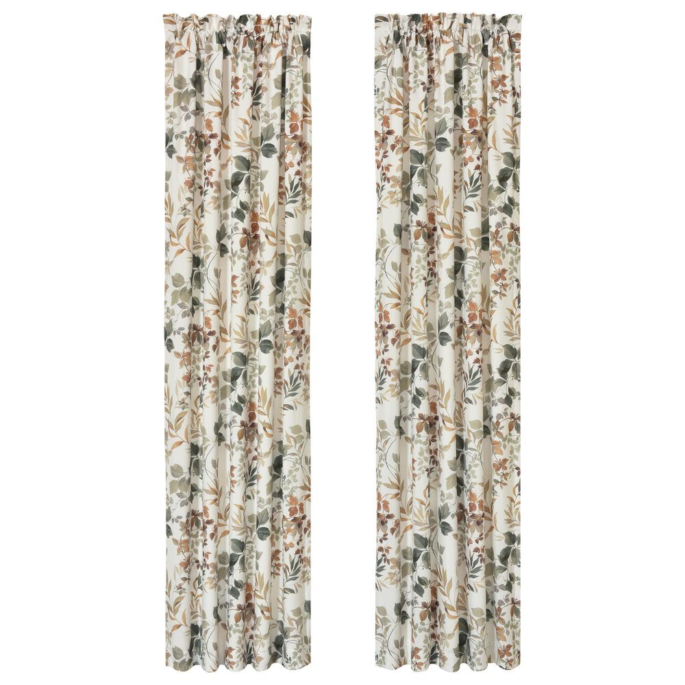 Royal Court Evergreen 84" x 41" Window Panel Pair in Sage, Green and Gold, , large