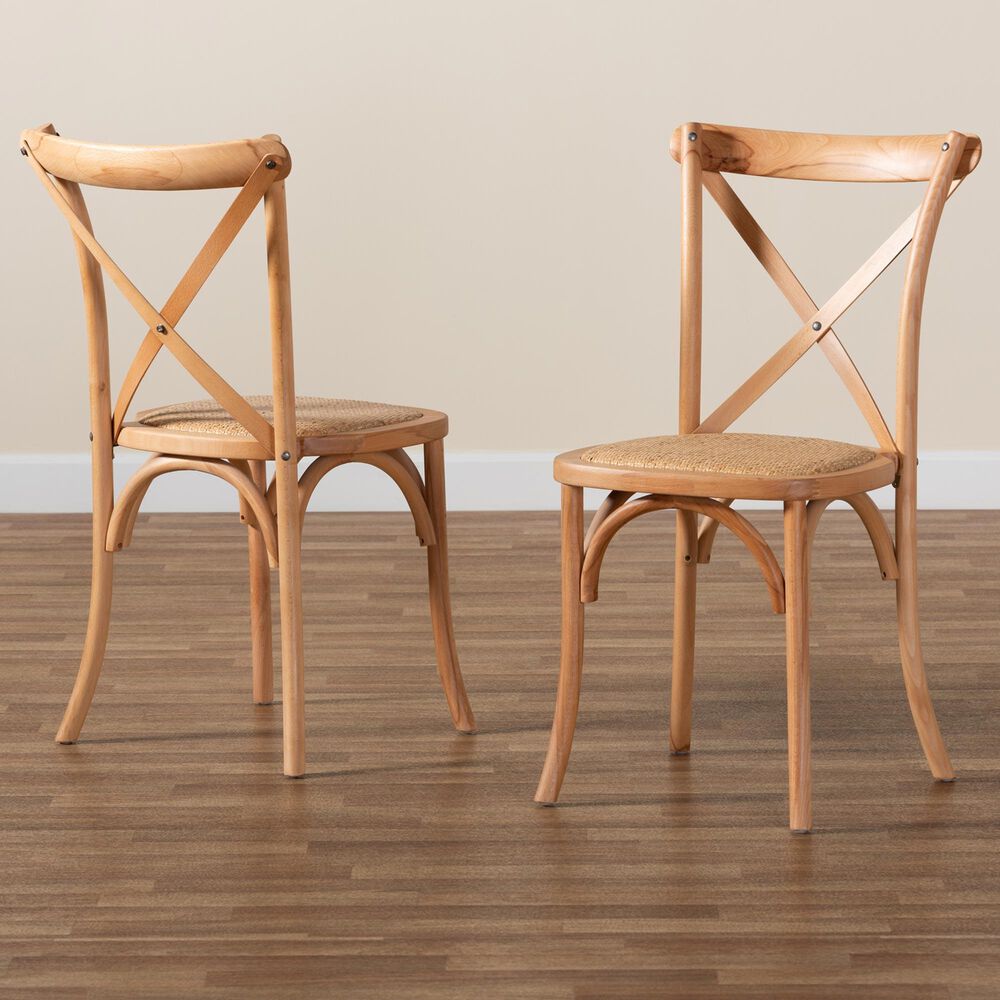 Baxton Studio Tartan Side Chair in Natural Brown (Set of 2), , large