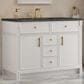 James Martin Bellshire 48" Single Bathroom Vanity in Bright White with 3 cm Parisien Bleu Silestone Top and Rectangular Sink, , large