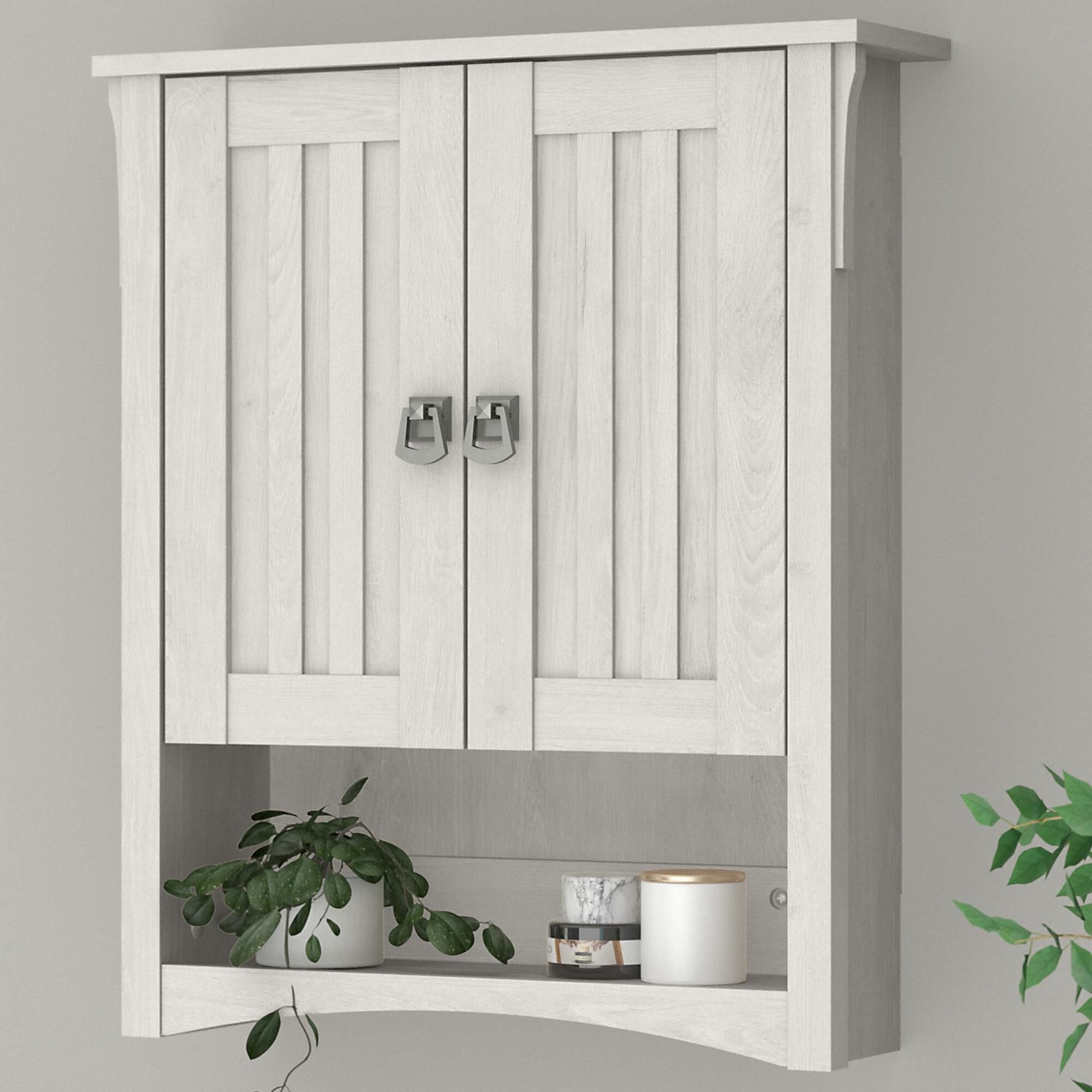 Bush Salinas Bathroom Bathroom Wall Cabinet in Linen White Oak