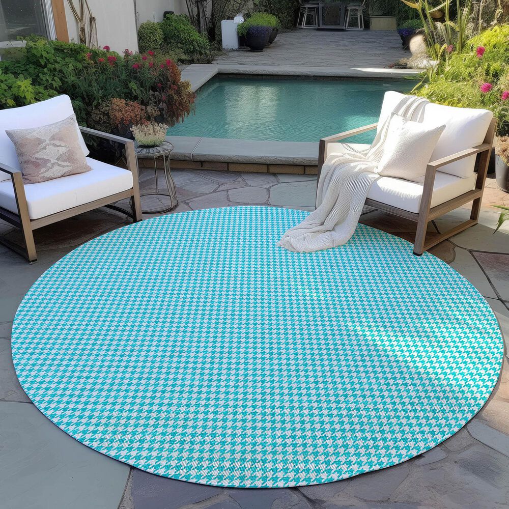 Dalyn Rug Company Hinton 6&#39; Round Aqua Indoor/Outdoor Area Rug, , large
