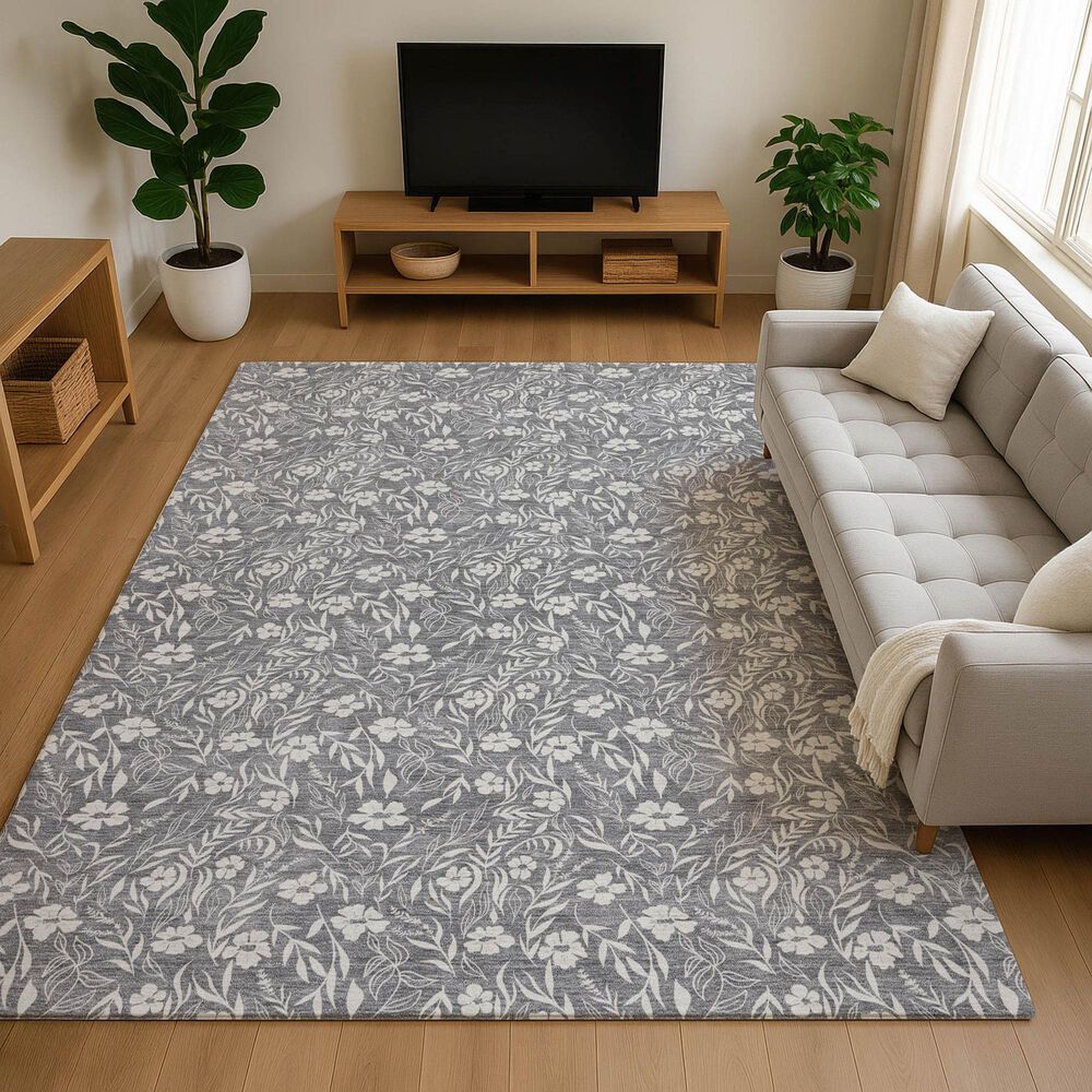 Dalyn Rug Company Soft Essentials Floral Gray 5' x 7'6" Indoor/Outdoor Area Rug, , large