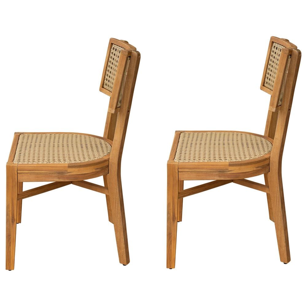 Hearth and Haven Netro Outdoor Dining Chair in Light Brown and Teak (Set of 2), , large