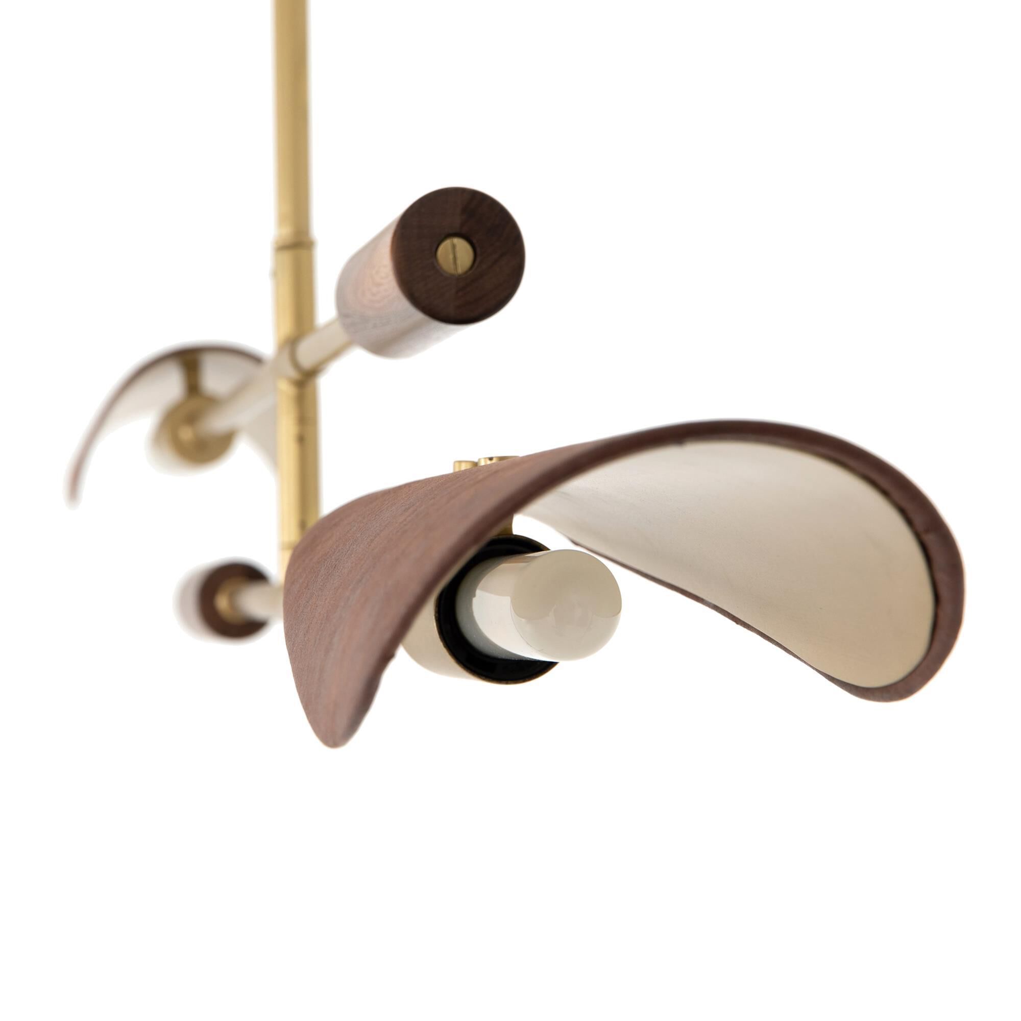 Four Hands Stockton Astrid Chandelier in Antique Brass and Walnut