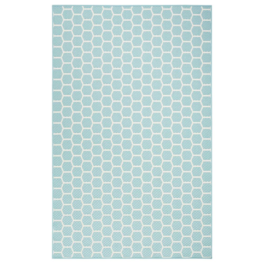 Nourison Twist Reversible 4" x 6" Aqua Indoor/Outdoor Area Rug, , large
