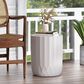 Hearth and Haven Outdoor Round End Table with Inverted Scallop Edge in Antique White, , large