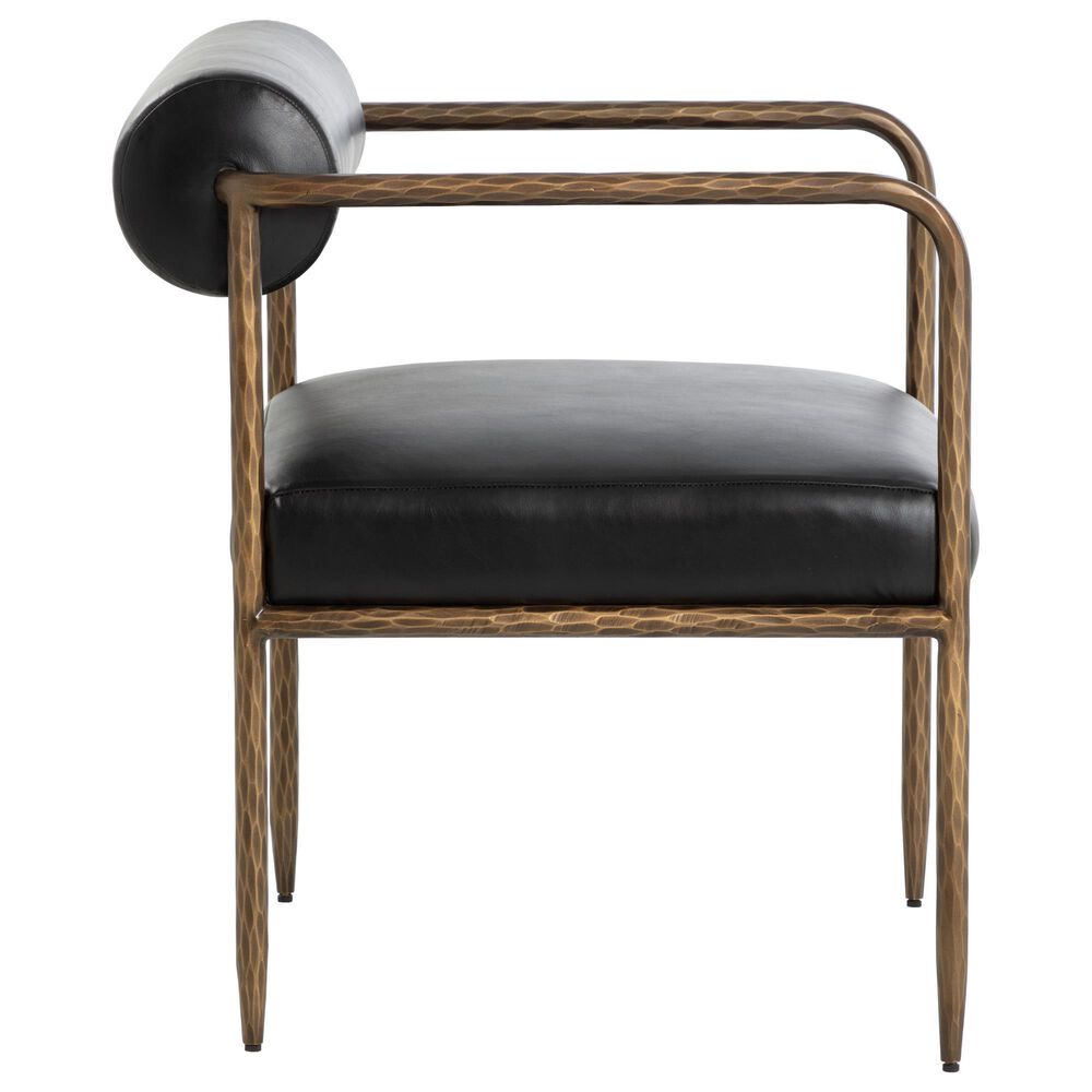 Club Collection By Sunpan Ajani Arm Chair with Charcoal Black Cushion in Antique Brass, , large