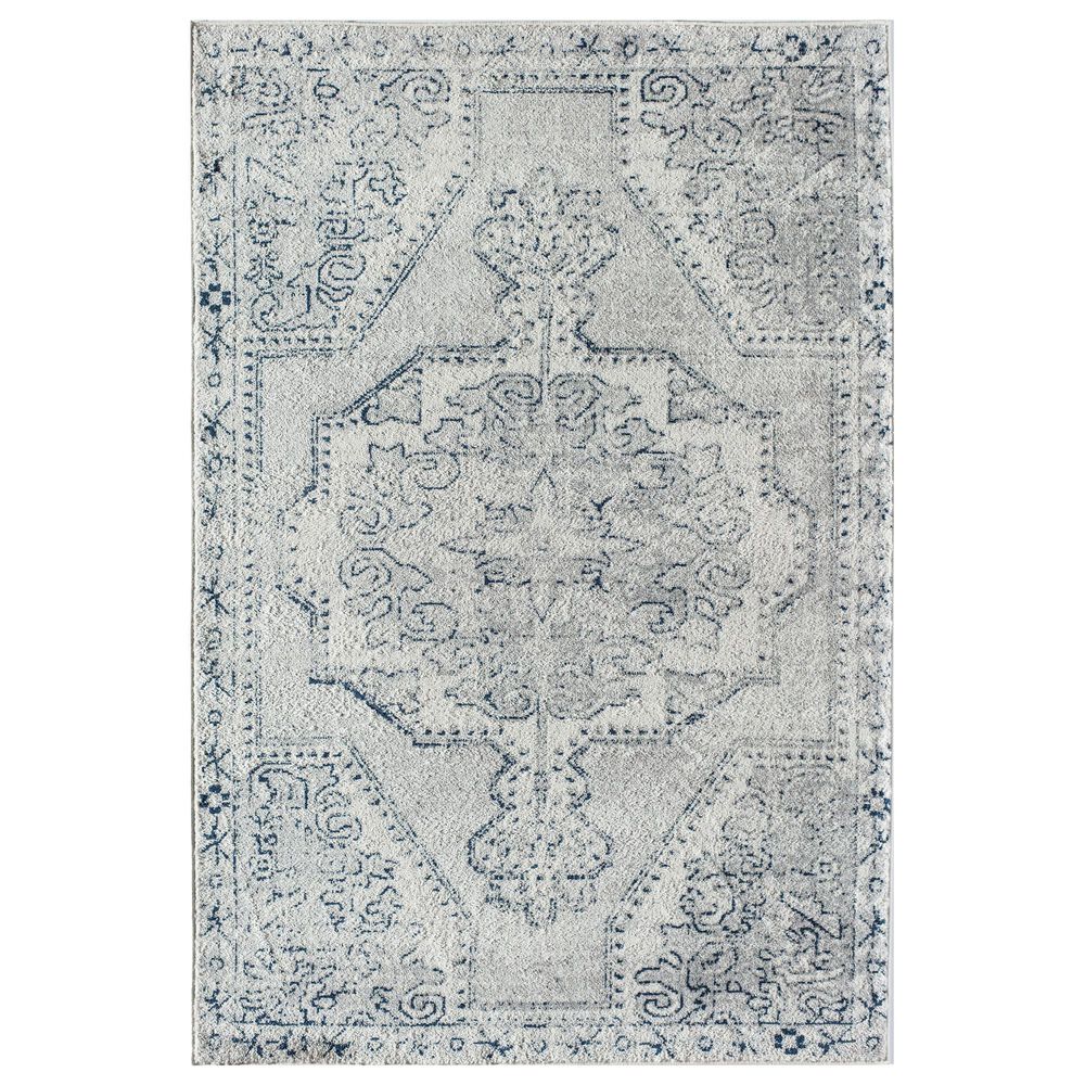 Rugs America Gabriel Adorned Stone 5"3" x 7" Gray and White Area Rug, , large