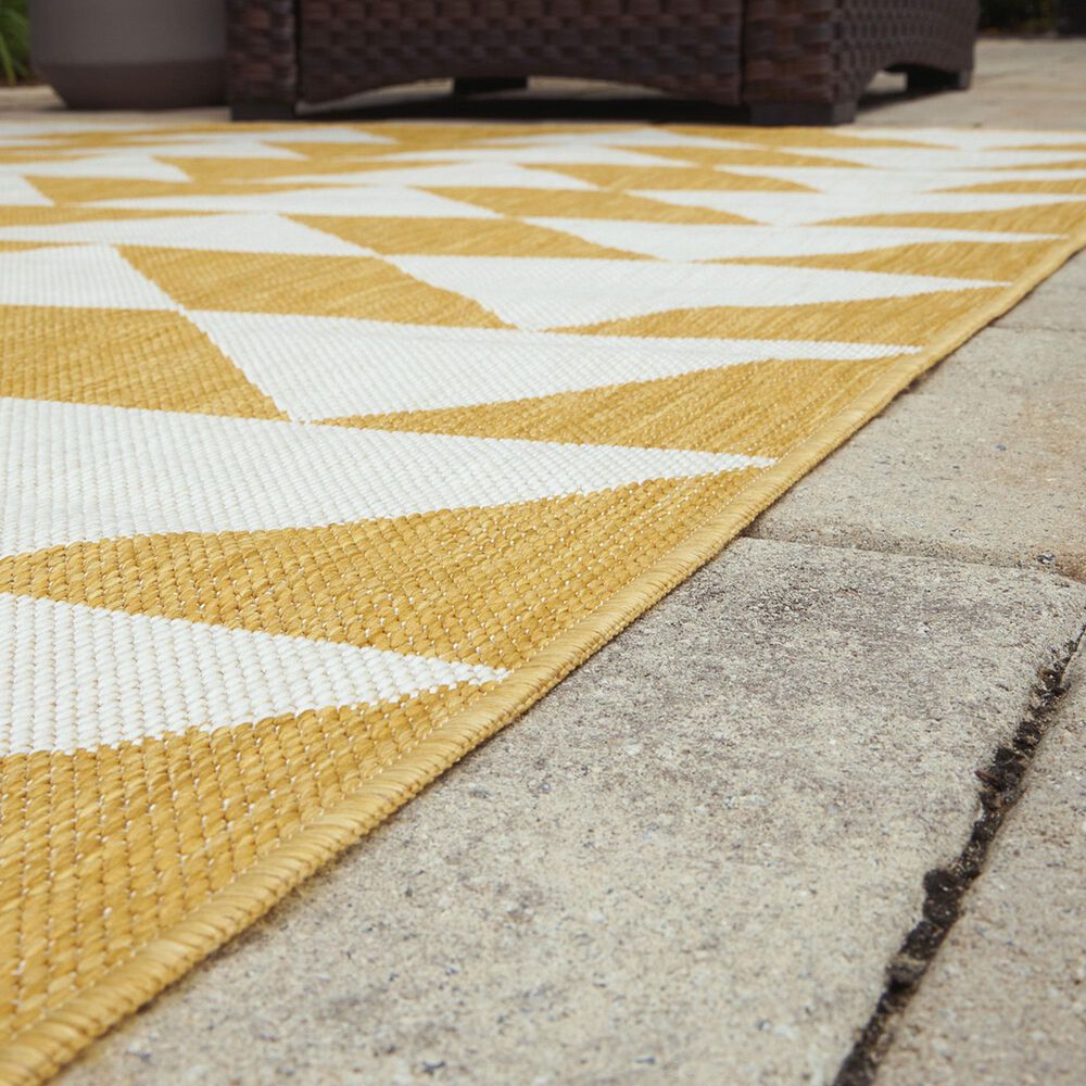 Ashley Thomley Indoor/Outdoor 8&#39; x 10&#39; Ivory and Yellow Area Rug, , large
