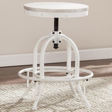 Southern Enterprises Industrial Dining to Counter Height Adjustable Swivel Stool in White, , large