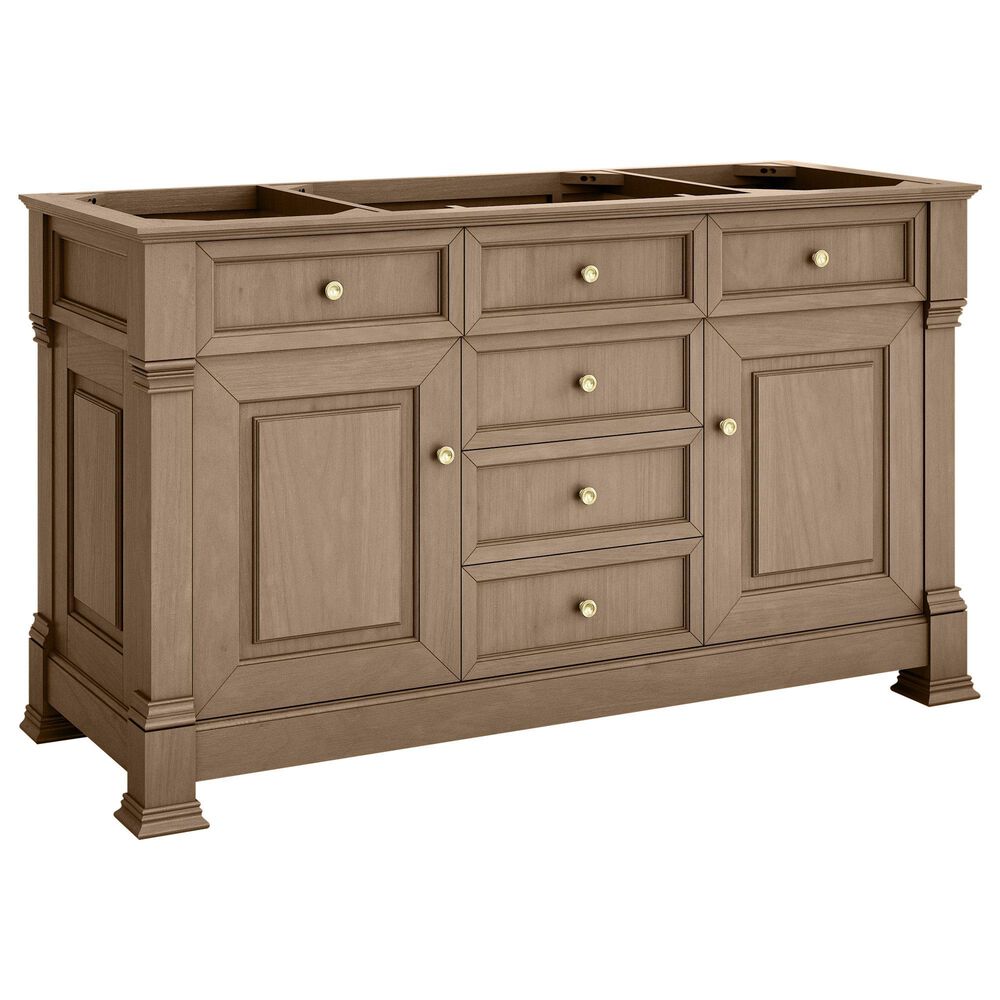 James Martin Vanities Brookfield 60&quot; Single Bathroom Vanity in Pecan with 3 cm Arctic Fall Solid Surface Top and Rectangular Sink, , large