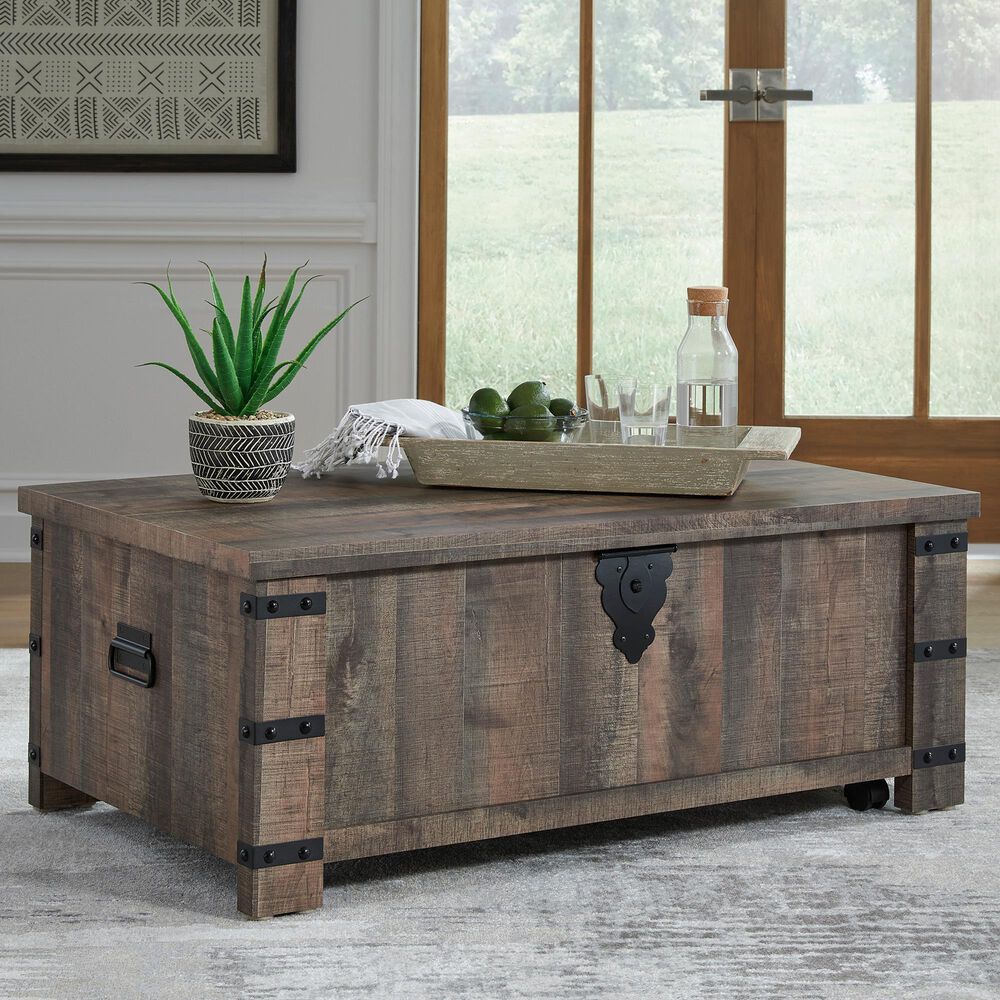 Ashley Hollum Lift-Top Coffee Table in Rustic Brown, , large