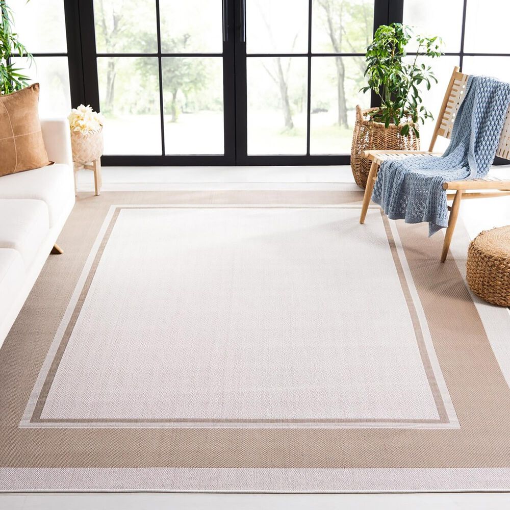 Safavieh Martha Stewart Cyprus Chevron 9&#39; x 12&#39; Ivory and Beige Area Rug, , large