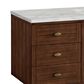 James Martin Vanities Amberly 60" Single Bathroom Vanity in Mid-Century Walnut with 3 cm Eternal Jasmine Pearl Silestone Top, Rectangular Sink and FreePower Wireless Charger, , large