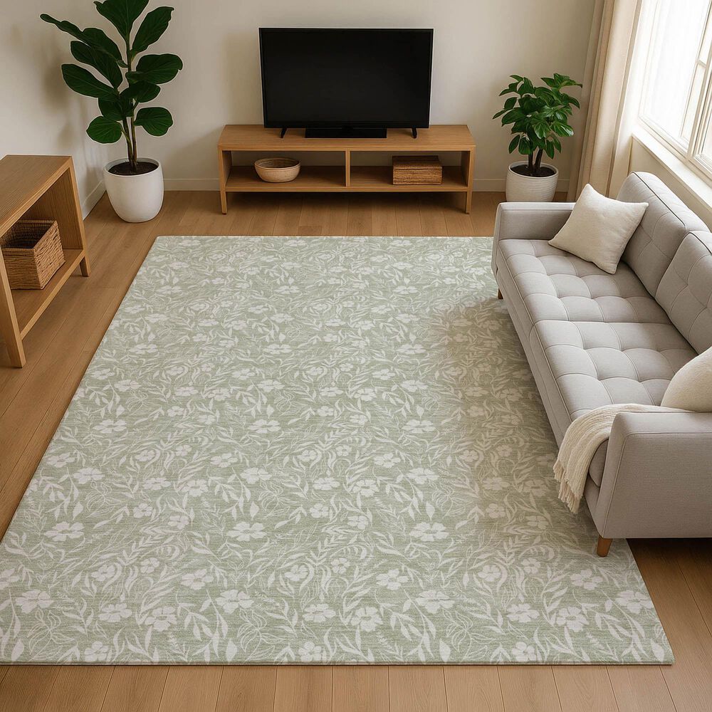 Dalyn Rug Company Soft Essentials Floral Celery 10' x 14' Indoor/Outdoor Area Rug, , large
